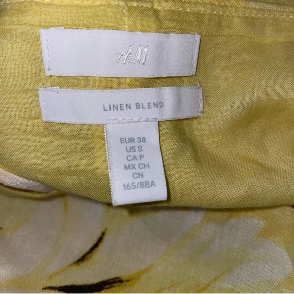 H and M mini shift dress spaghetti strap linen blend sunflower yellow size small - Picture 7 of 10